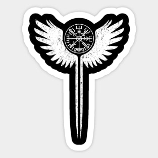 Wings of the Valkyries and Vegvisir Sticker